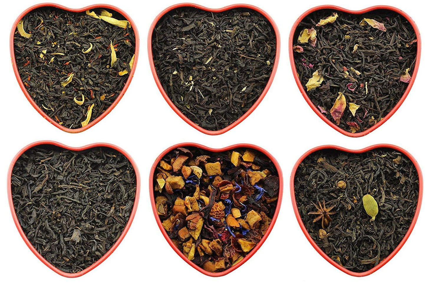Sweetheart Loose Leaf Tea Sampler in Red Heart Tins w/ 6 Varieties of Tea