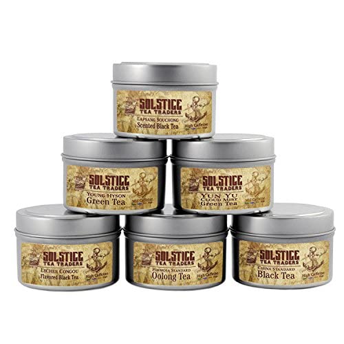 Solstice Patriotic Tea Sampler, 6 Assorted Loose Leaf Teas, Includes all teas that were thrown into the Boston Harbor in 1773, Makes Approx. 90+ Cups