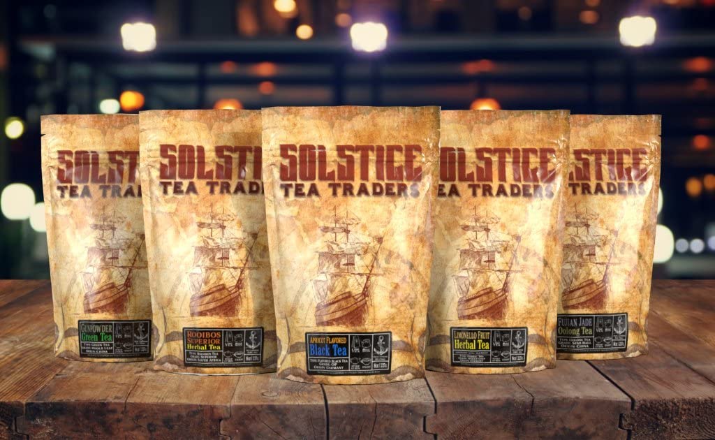Solstice Gold Rush Loose Leaf Tea (8 Oz Bulk Bag); Black Tea Leaves with Fruit Flavors and Dried Flowers, Makes 100+ Cups