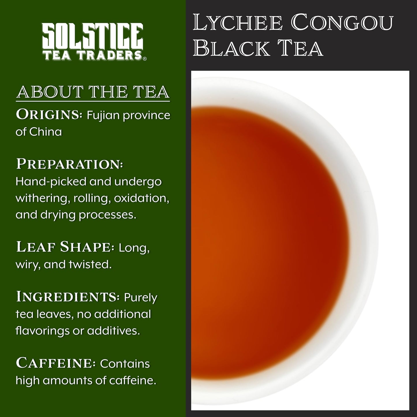 Solstice Lychee Congou Loose Leaf Black Tea (8-Ounce Bulk Bag); Makes 100+ Cups of Tea