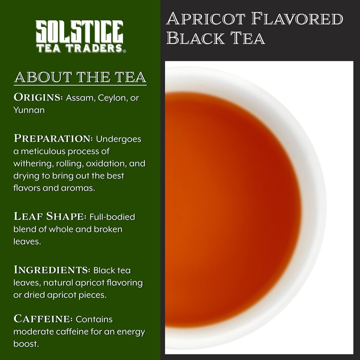 Apricot Flavored Loose Leaf Black Tea (8-Ounce Bulk Bag), Makes 150+ Cups of Tea