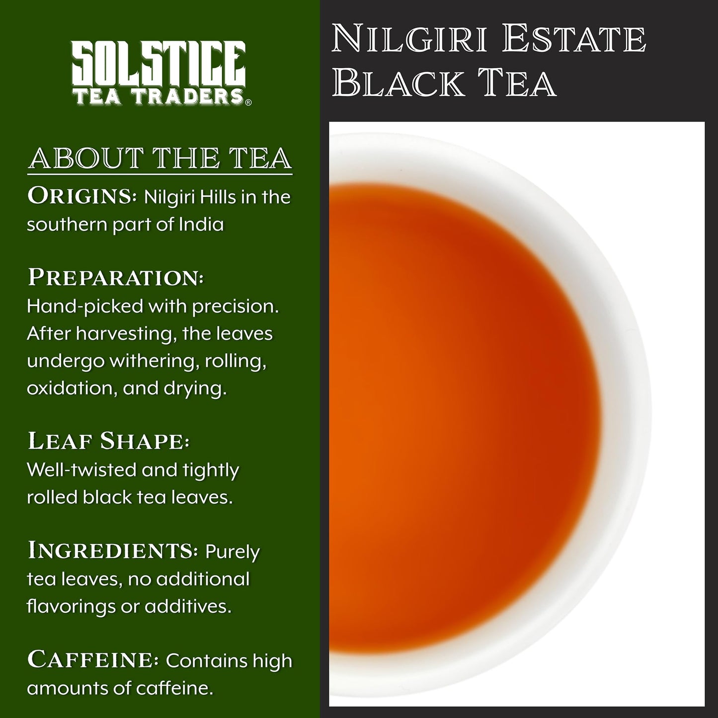 Nilgiri Estate Loose Leaf Black Tea (8-Ounce Bulk Bag); South Indian Tea Fannings Especially Sourced for Iced Tea, Makes 100+ Cups of Tea