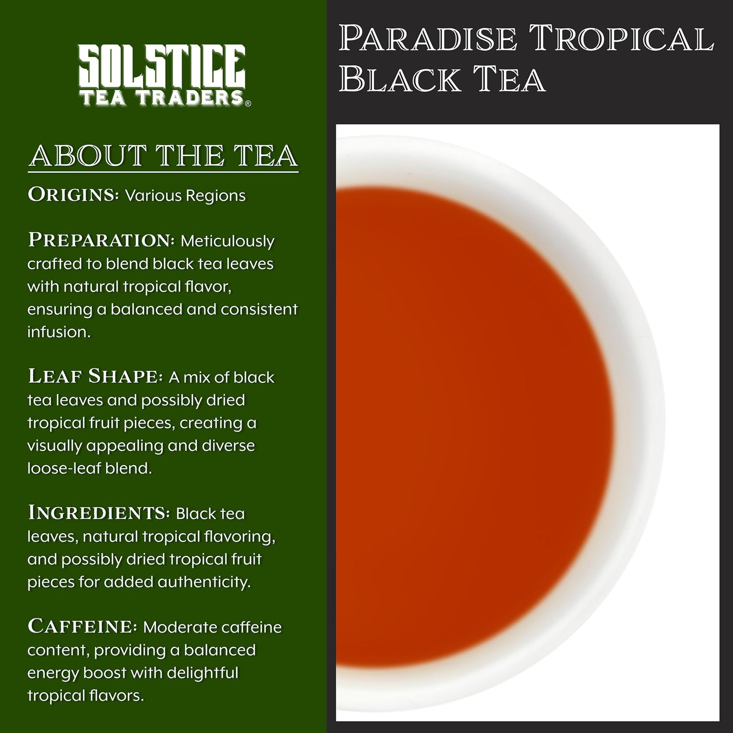 Paradise Tropical Flavored Loose Leaf Black Tea (8-Ounce Bulk Bag), Makes 100+ Cups of Fruit Tea