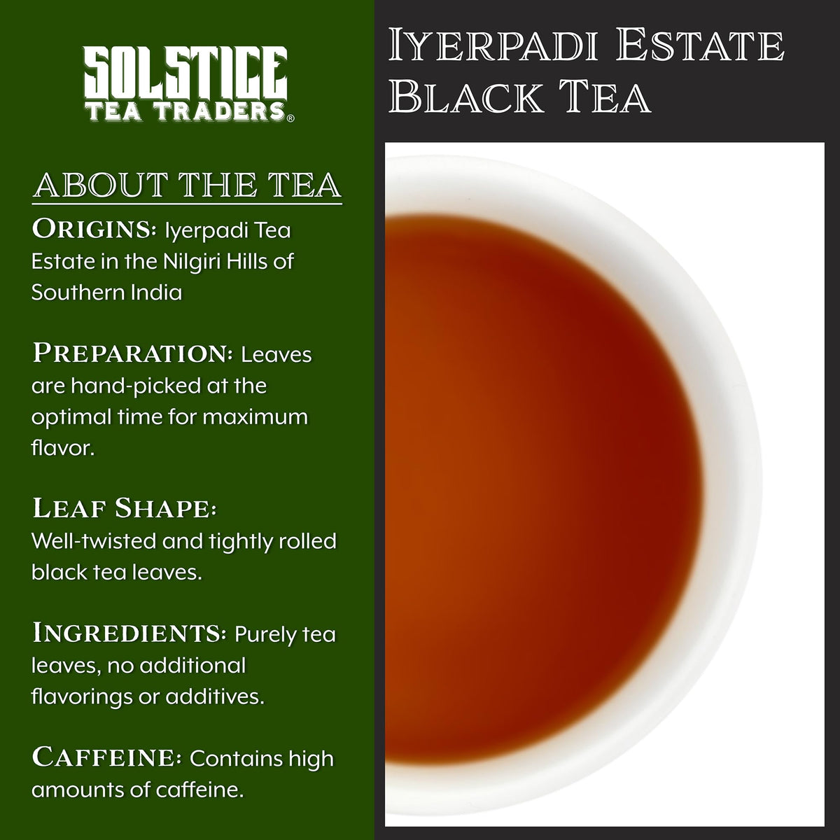 Iyerpadi Estate Loose Leaf Black Tea (8-Ounce Bulk Bag); BOP Single Estate Tea from South India, Makes 100+ Cups of Tea