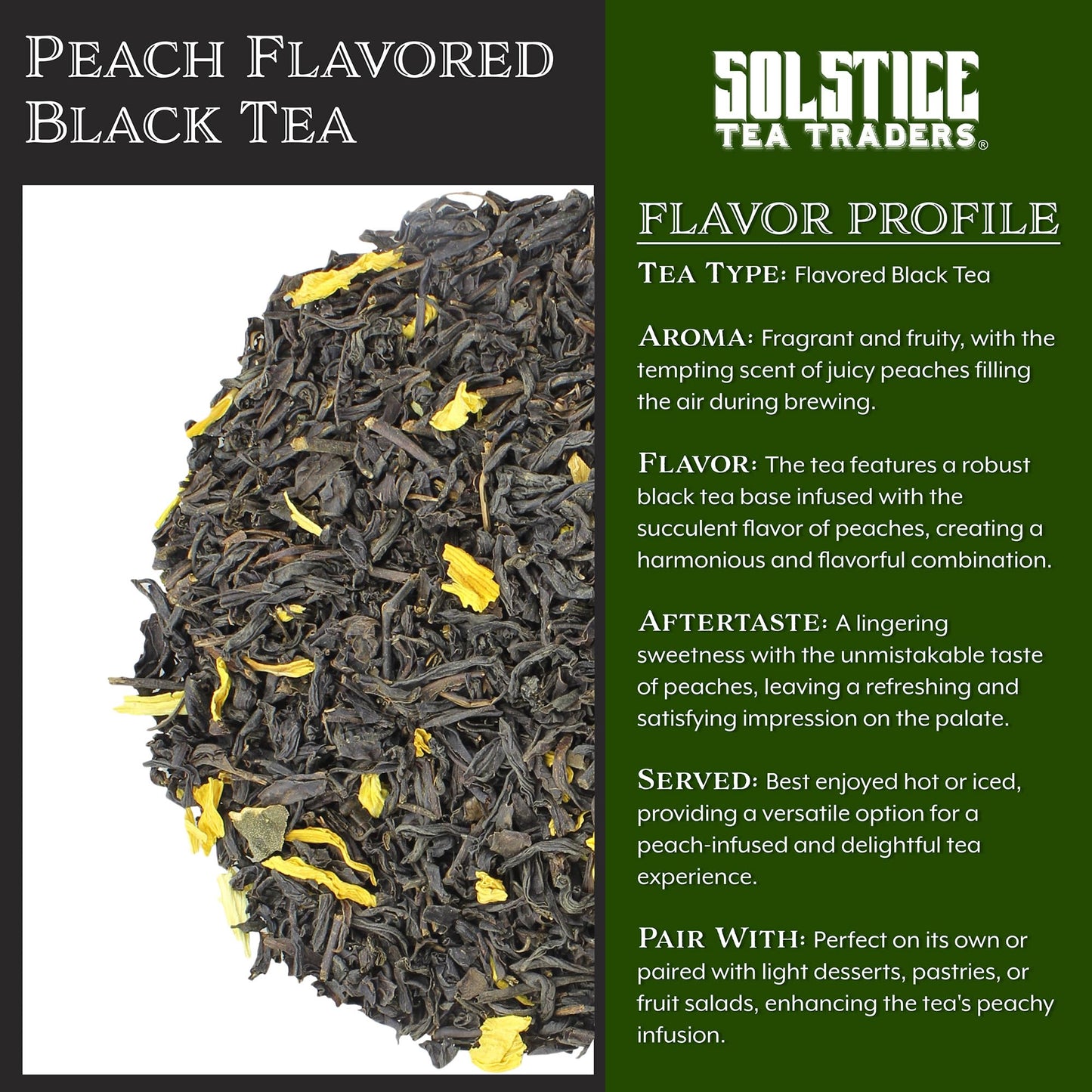 Peach Flavored Loose Leaf Black Tea (8-Ounce Bulk Bag)