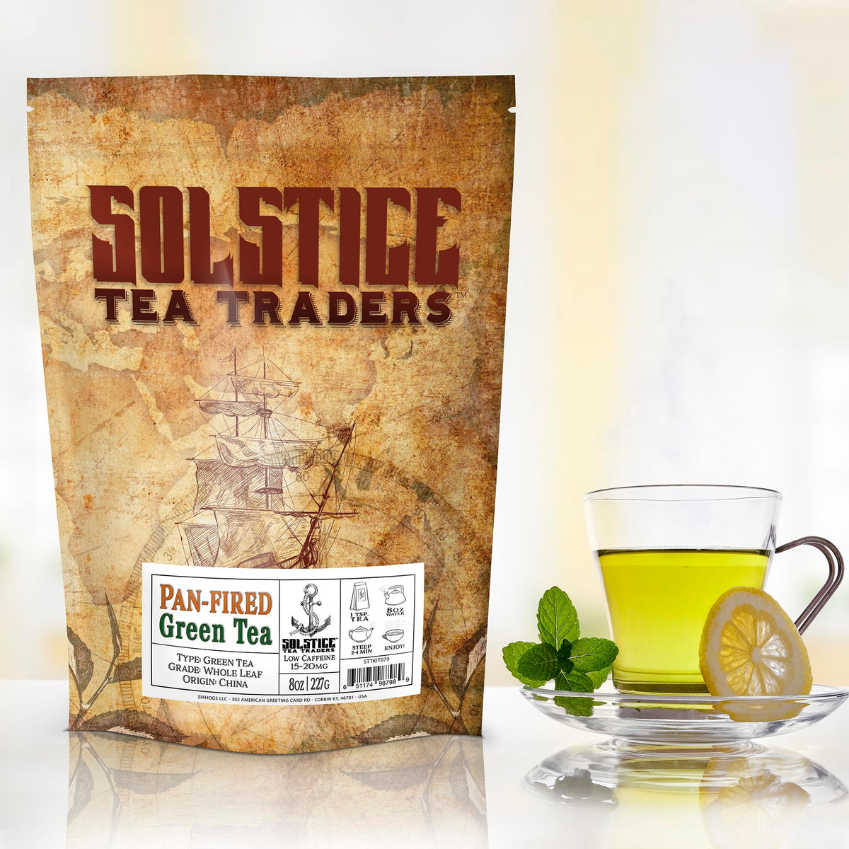 Pan-fired Green Tea Loose Leaf (8-Ounce Bulk Bag); Chinese Origin