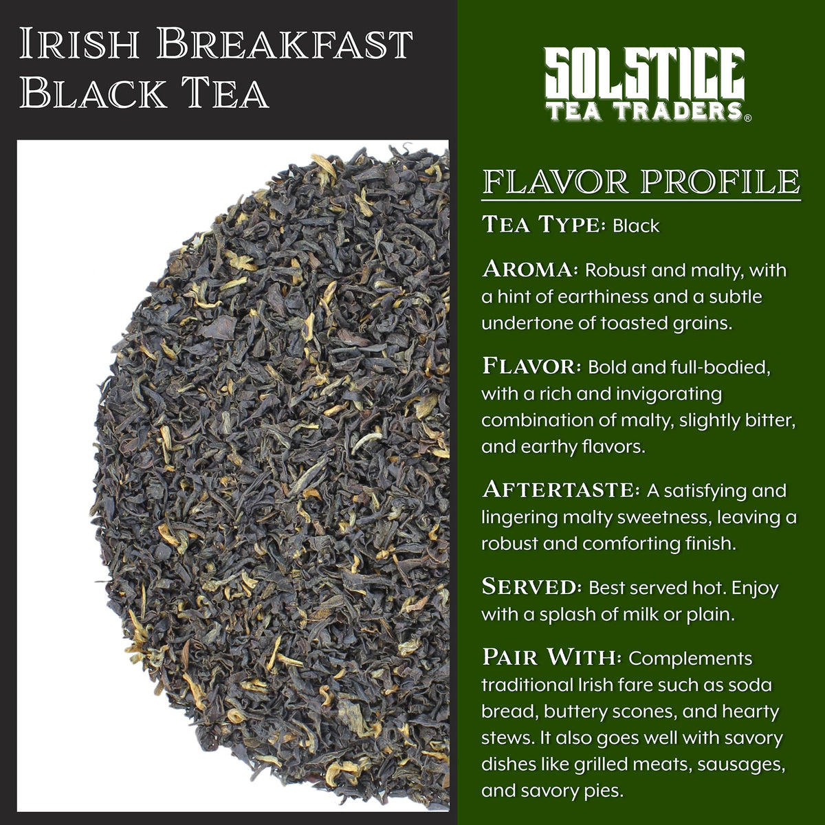 Irish Breakfast Tea, 100% Assam Origin (8-Ounce Bulk Bag); Makes 100+ Cups of Real Irish Breakfast Tea