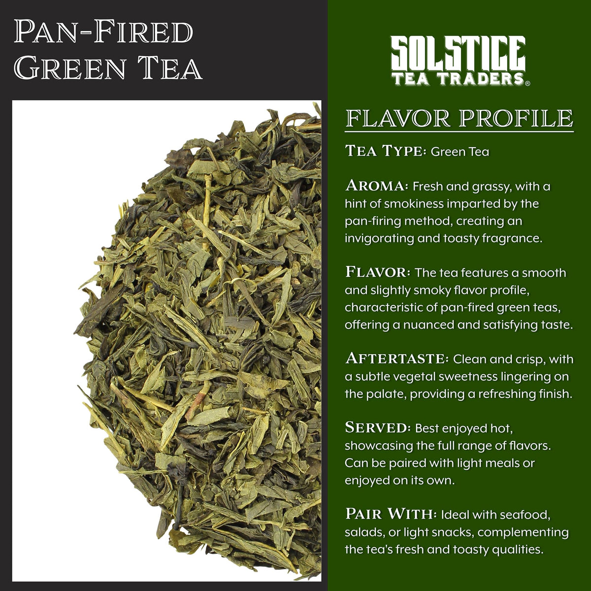 Pan-fired Green Tea Loose Leaf (8-Ounce Bulk Bag); Chinese Origin