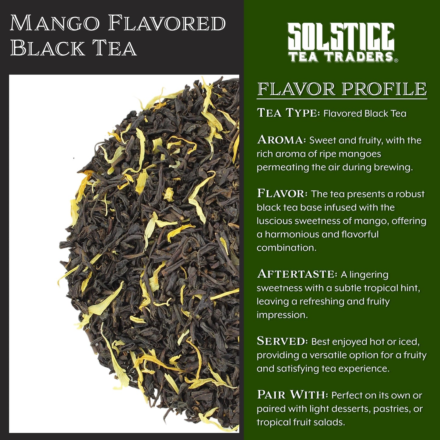 Mango Flavored Loose Leaf Black Tea (8-Ounce Bulk Bag), Makes 100+ Cups of Tea