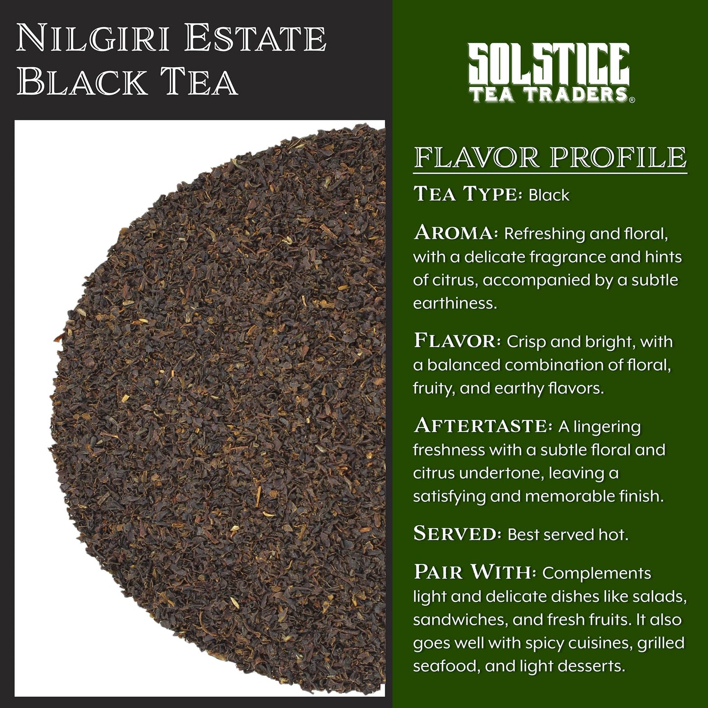 Nilgiri Estate Loose Leaf Black Tea (8-Ounce Bulk Bag); South Indian Tea Fannings Especially Sourced for Iced Tea, Makes 100+ Cups of Tea