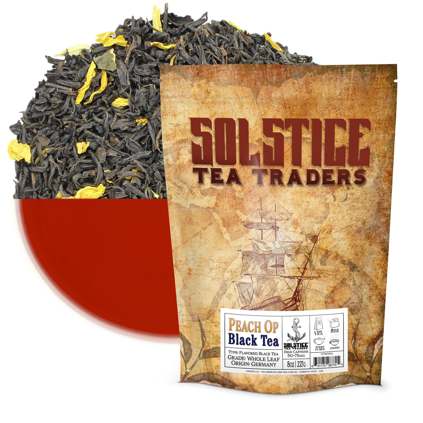 Peach Flavored Loose Leaf Black Tea (8-Ounce Bulk Bag)