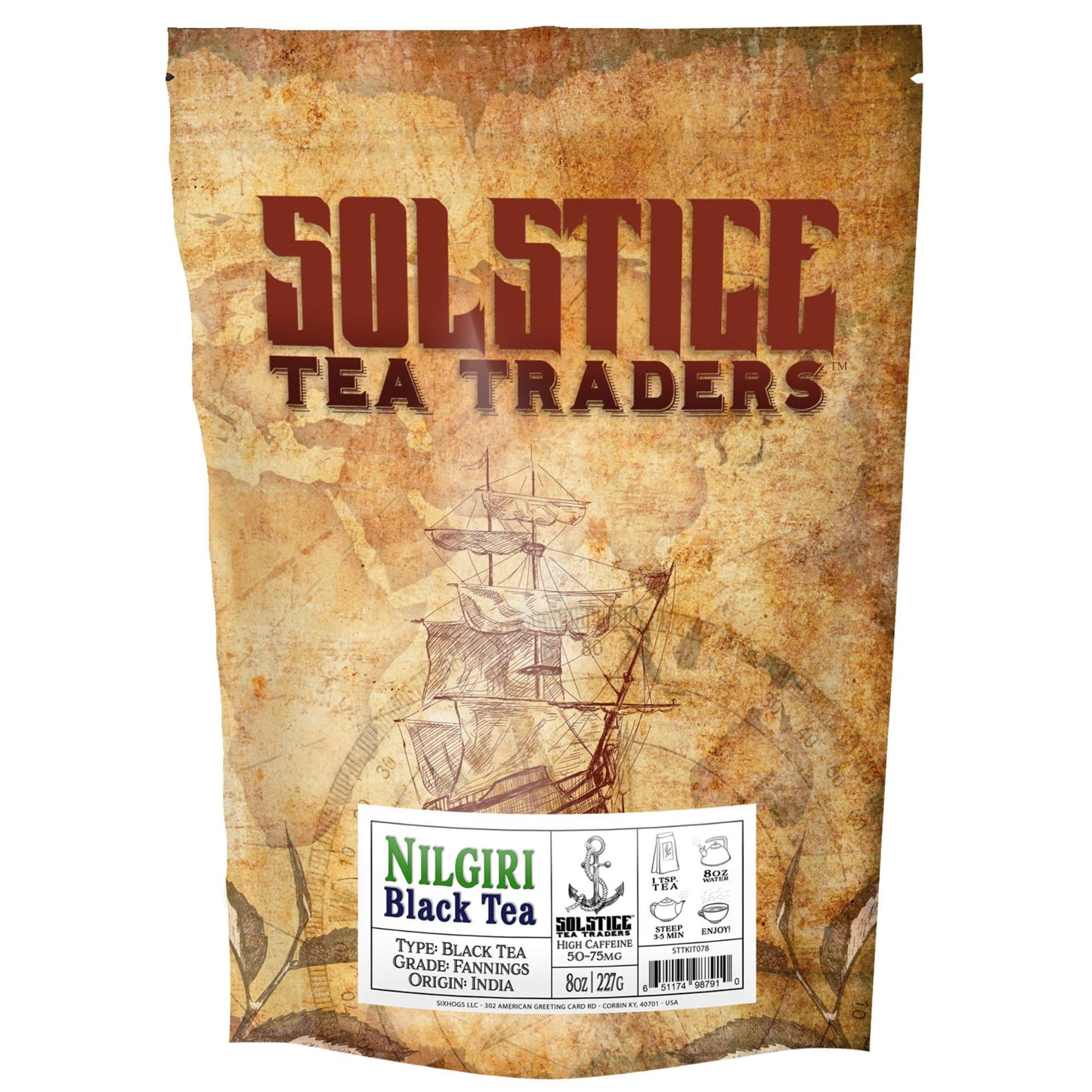 Nilgiri Estate Loose Leaf Black Tea (8-Ounce Bulk Bag); South Indian Tea Fannings Especially Sourced for Iced Tea, Makes 100+ Cups of Tea