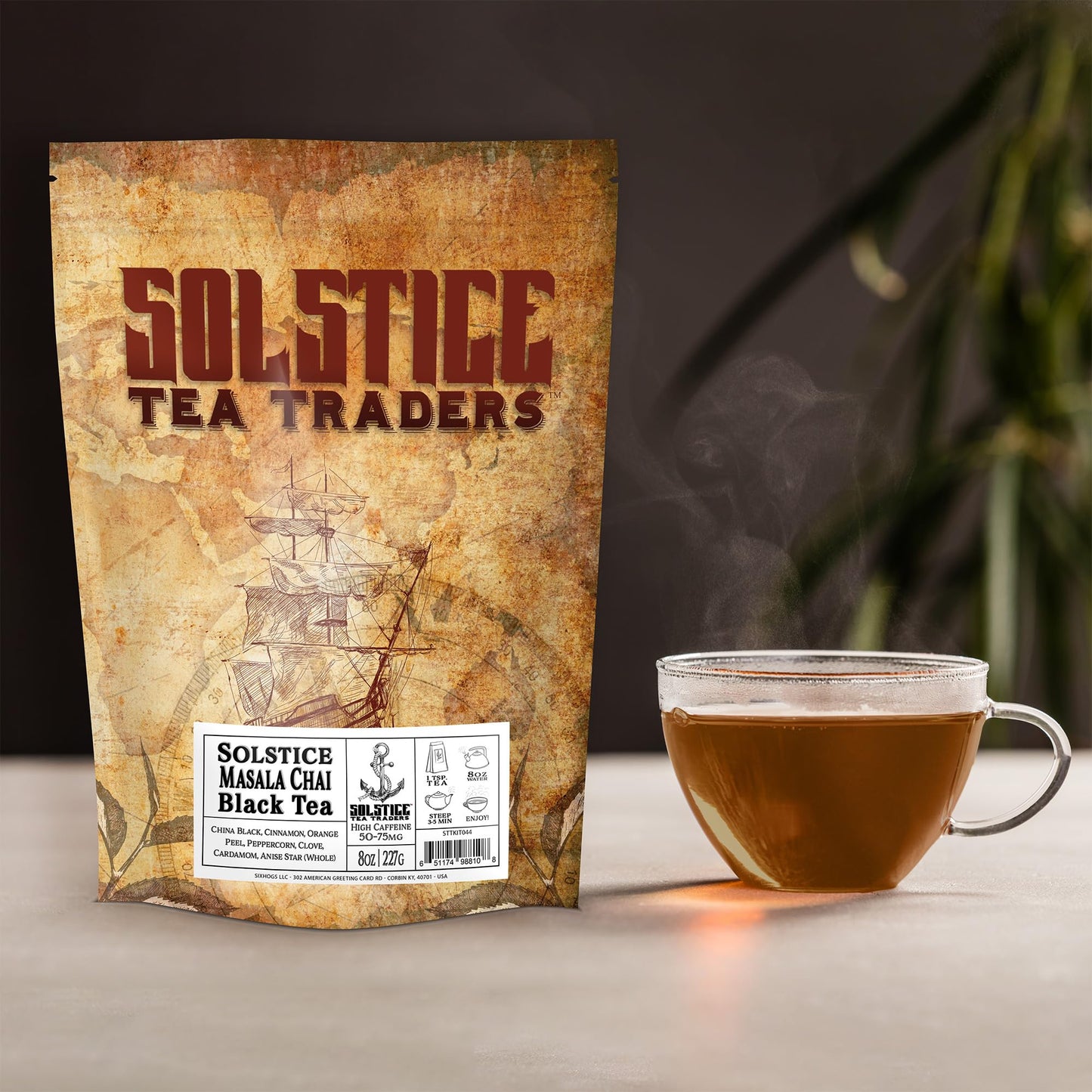 Loose Leaf Masala Chai Black Tea (8-Ounce Bulk Bag); Tea w/ Whole Spices for Authentic Chai