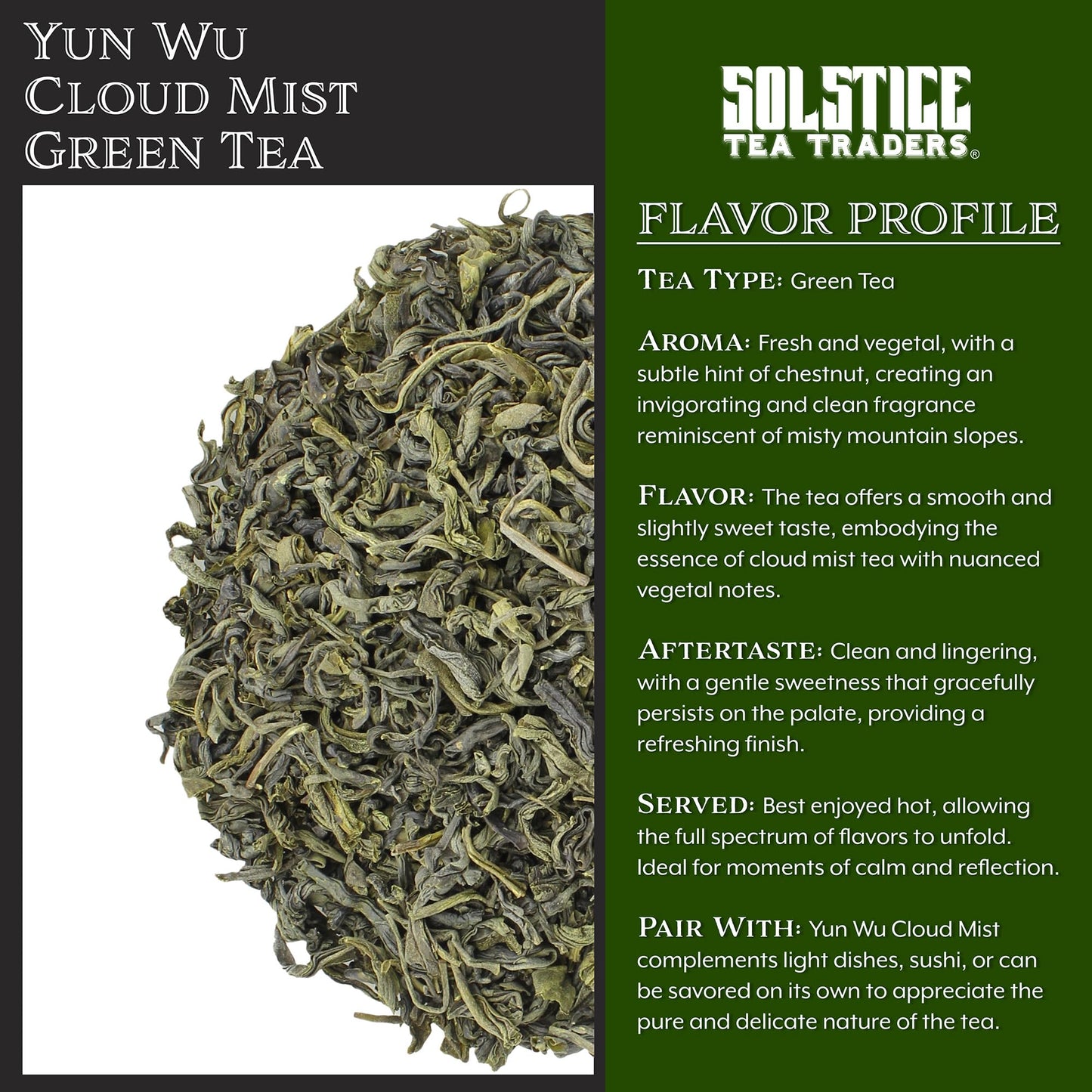 Yun Wu Cloud Mist Green Tea Loose Leaf (8-Ounce Bulk Bag); Unique Microclimate High Altitude Tea