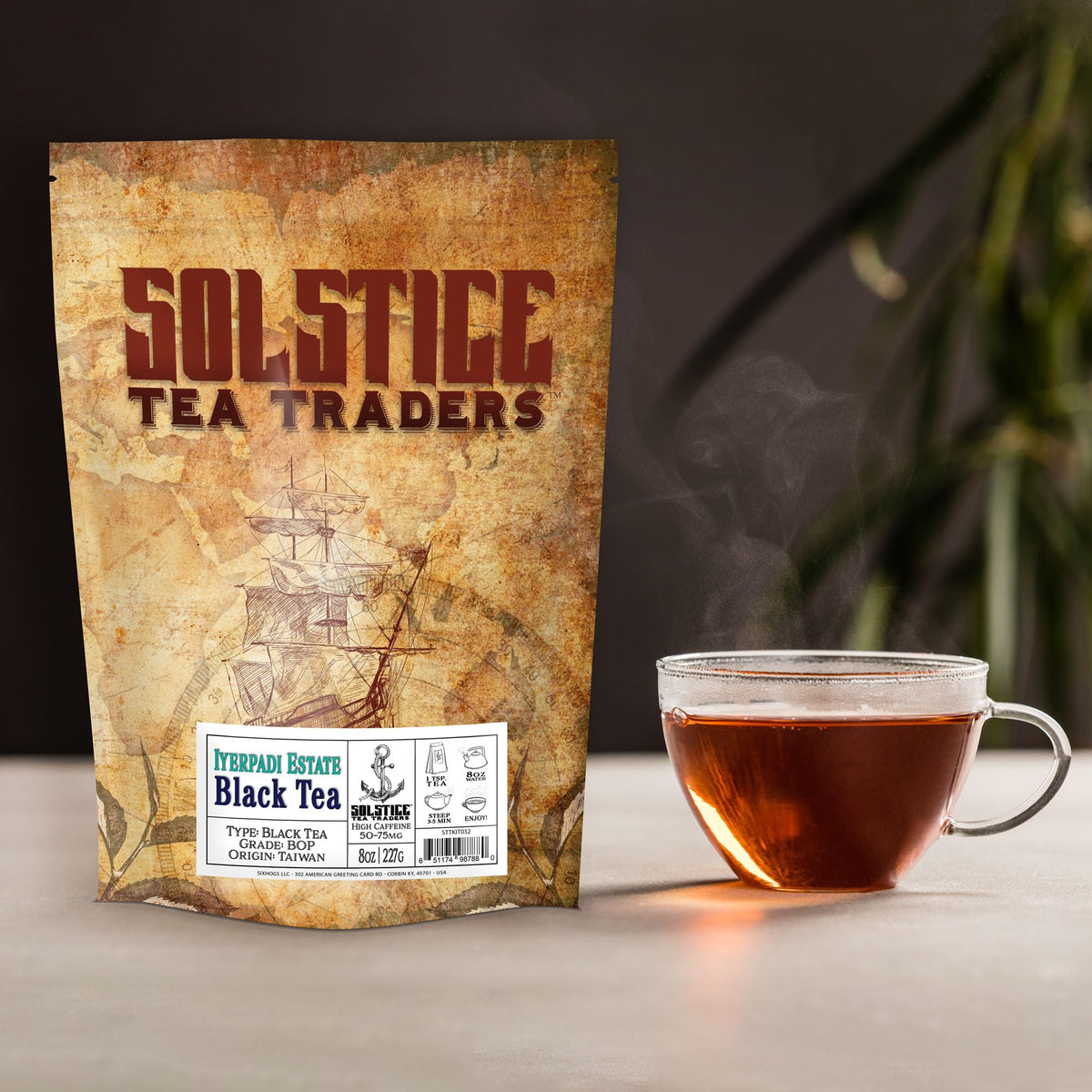 Iyerpadi Estate Loose Leaf Black Tea (8-Ounce Bulk Bag); BOP Single Estate Tea from South India, Makes 100+ Cups of Tea