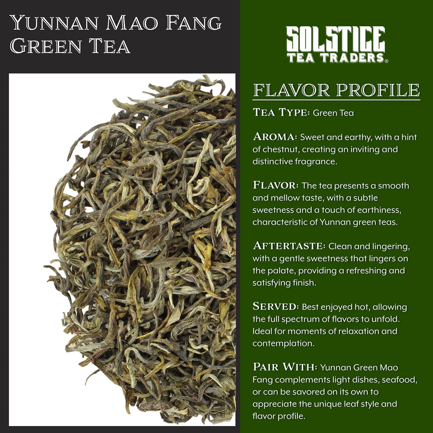 Yunnan Green Mao Fang Tea Loose Leaf (8-Ounce Bulk Bag); Chinese Spring Tea from the Home of Tea