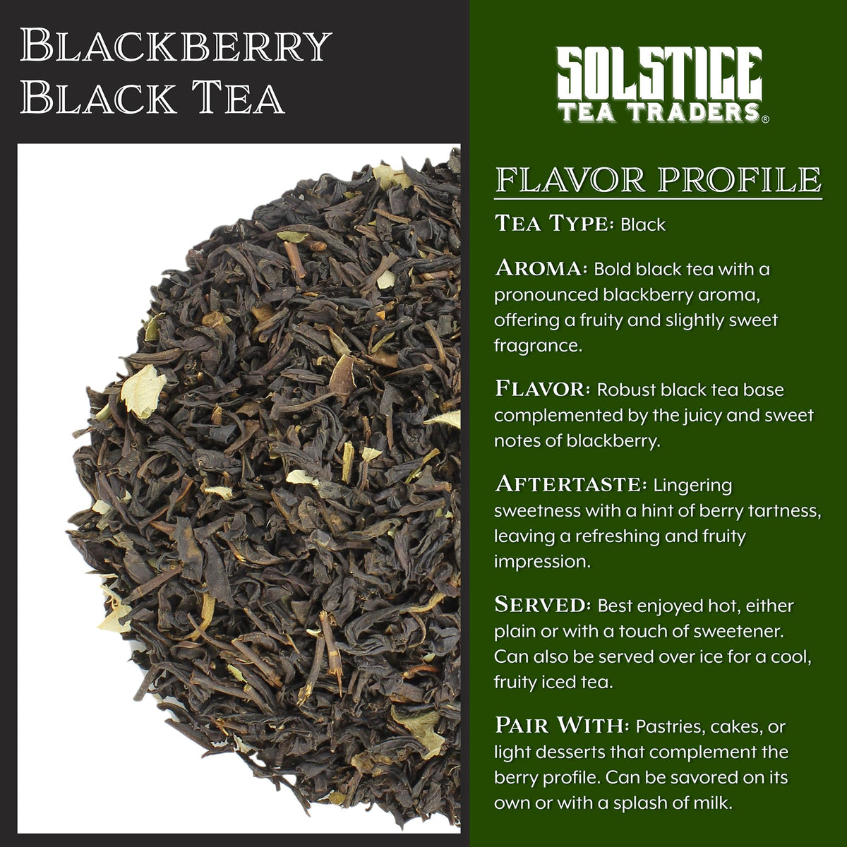 Blackberry Flavored Loose Leaf Black Tea (8-Ounce Bulk Bag), Makes 100+ Cups of Tea