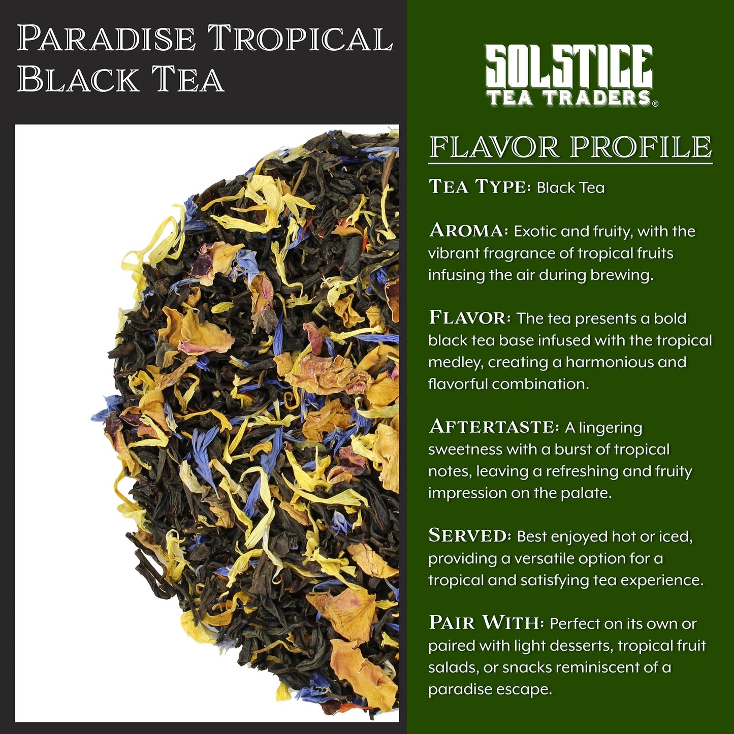 Paradise Tropical Flavored Loose Leaf Black Tea (8-Ounce Bulk Bag), Makes 100+ Cups of Fruit Tea