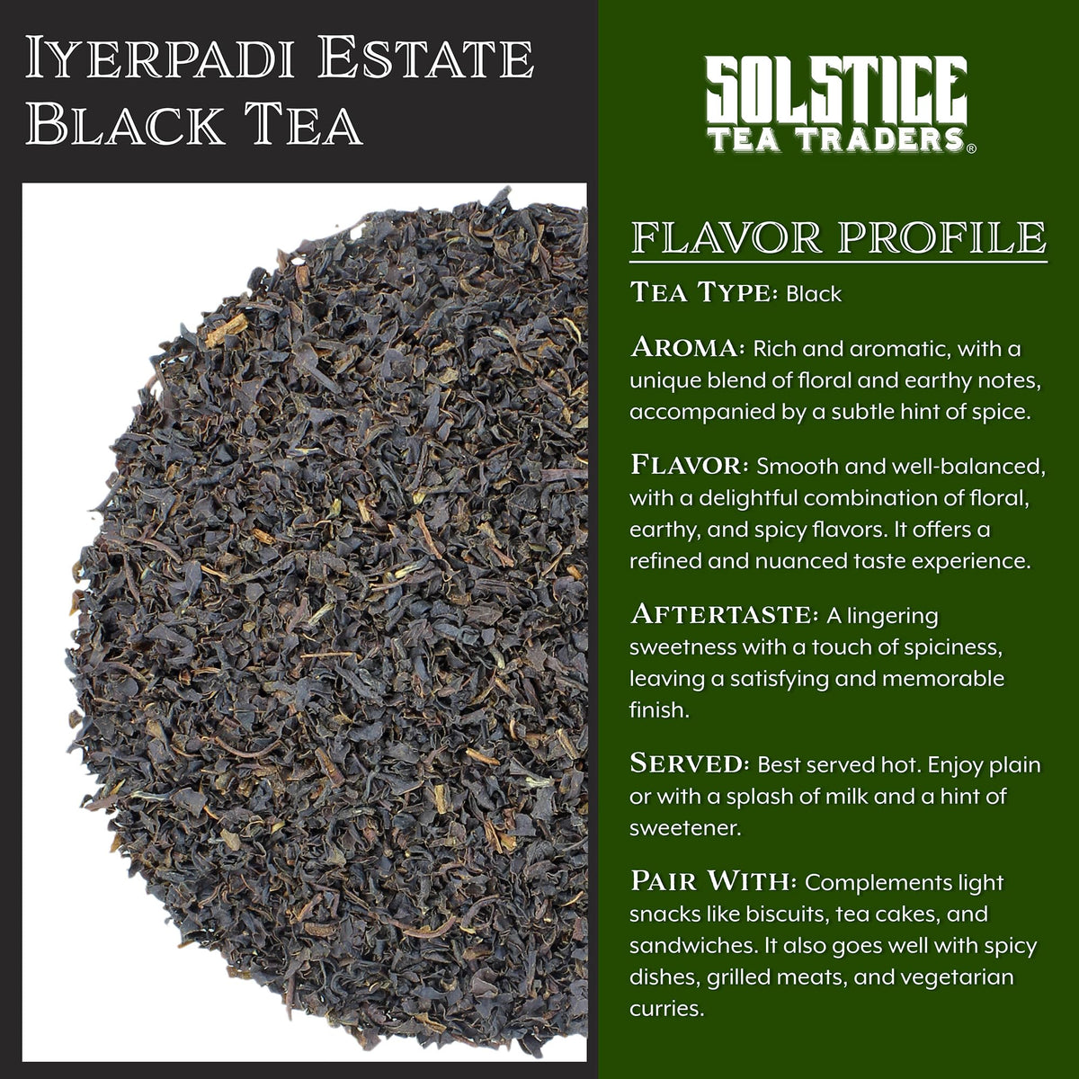 Iyerpadi Estate Loose Leaf Black Tea (8-Ounce Bulk Bag); BOP Single Estate Tea from South India, Makes 100+ Cups of Tea