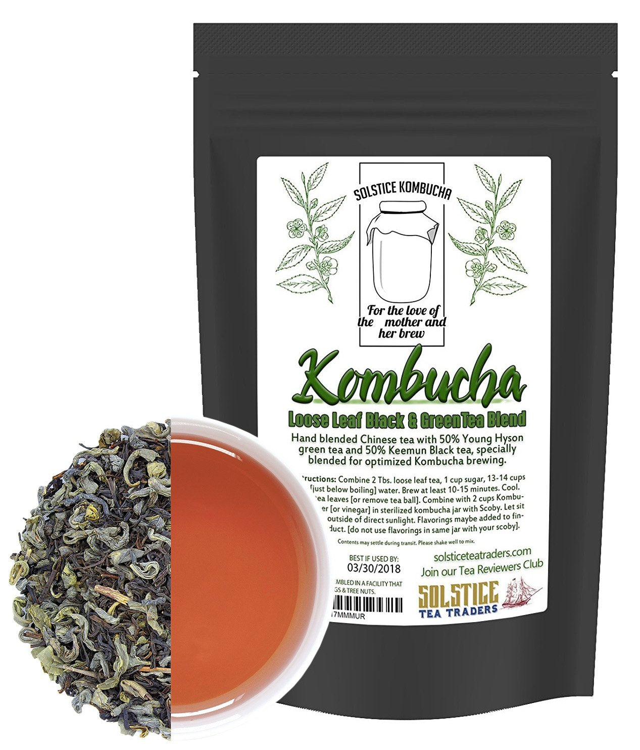 Kombucha Loose Leaf Black and Green Tea 50/50 Blend